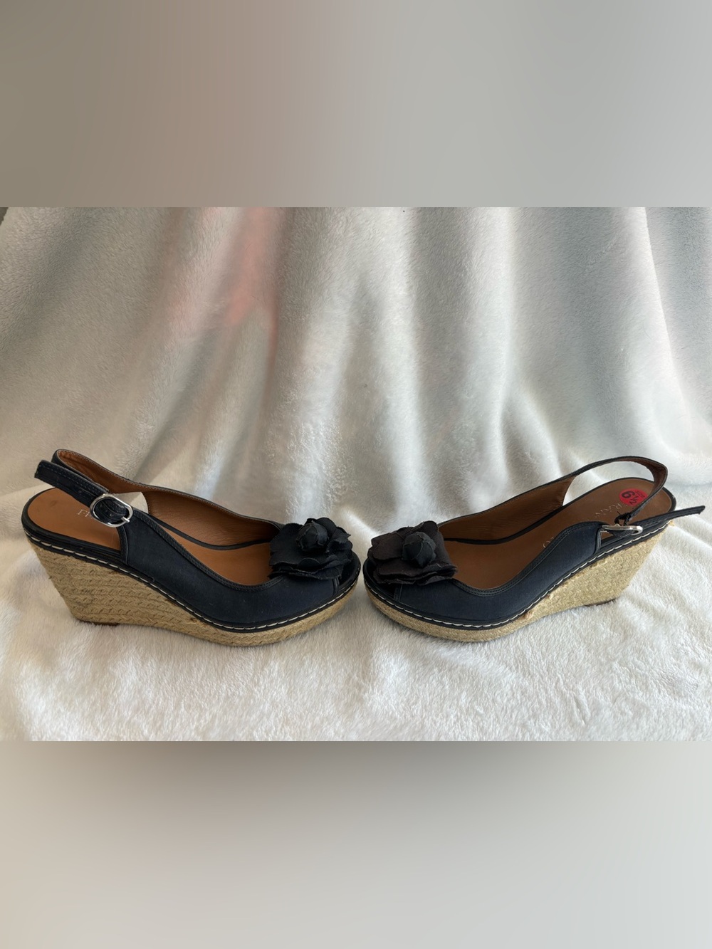 Franco Sarto Black Floral Espadrille Wedges